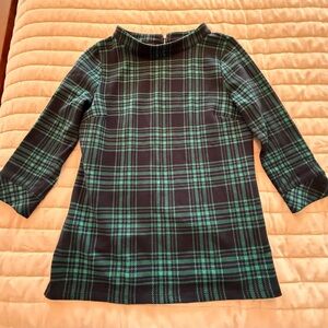 Talbots Black and Green Plaid Top